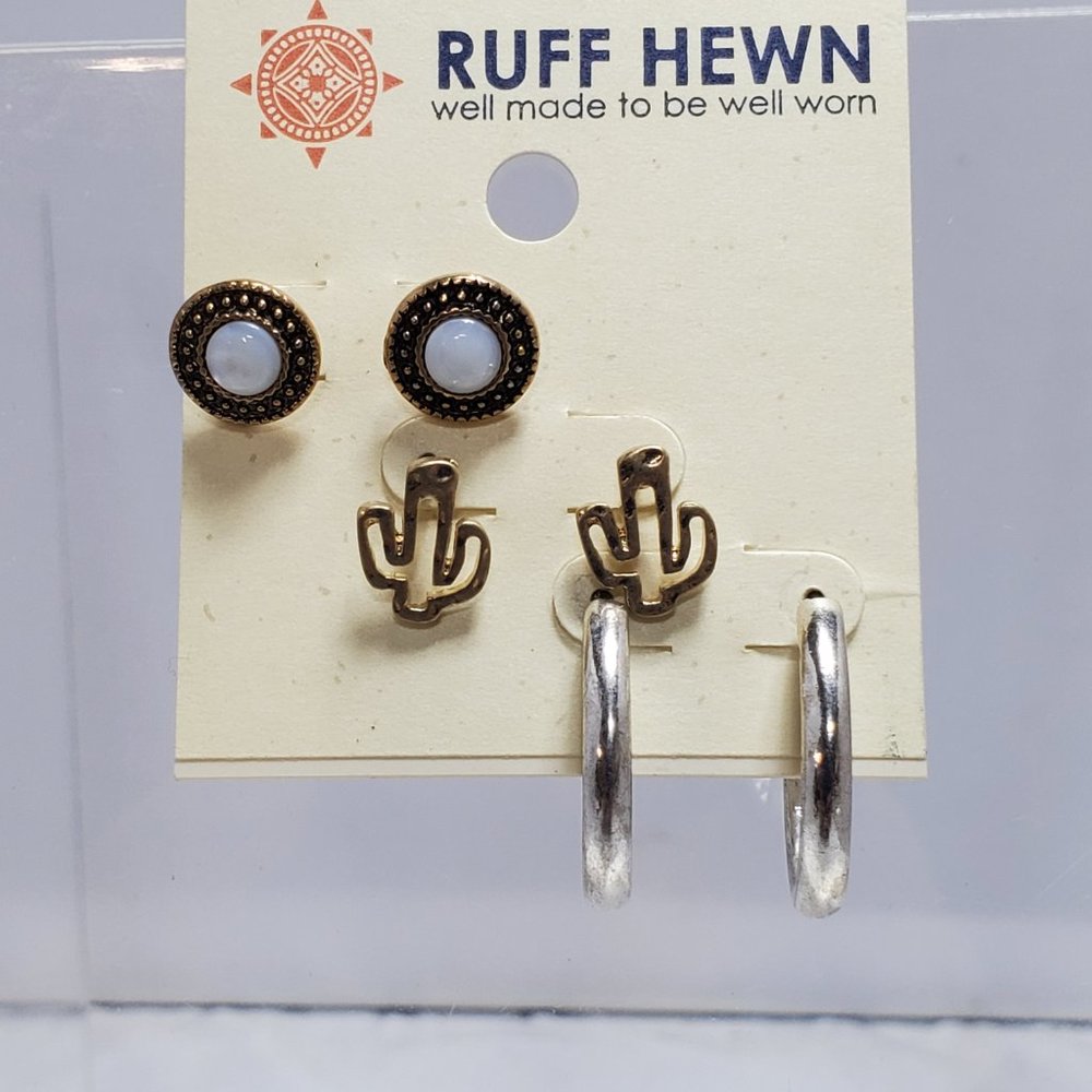 Ruff Hewn trio earrings